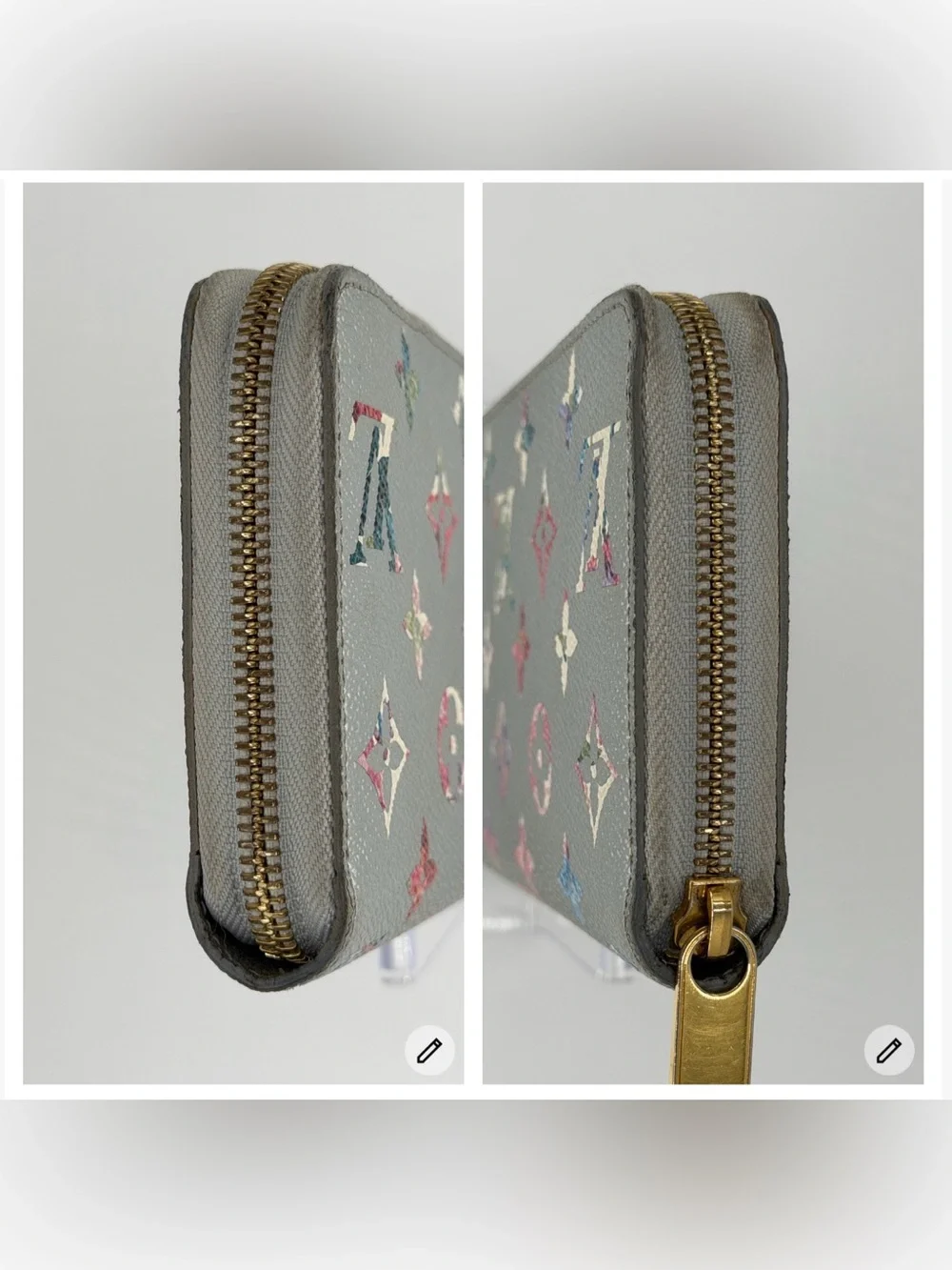 LV Limited Edition Garden Zippy Wallet Silver Floral Monogram Full Set w/COA - Picture 7 of 13